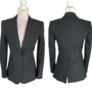 Theory Jaimie Charcoal Gray Pinstripe Fitted Blazer - 4